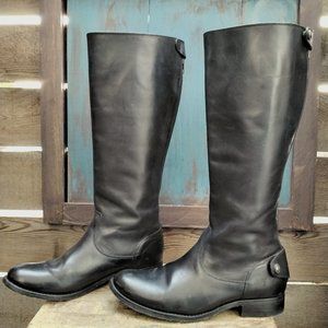 Frye Leather Tall Melissa Riding Boot Black Womens size 6.